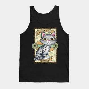 Cute Gray Tabby Kitty Cat on Cats are Awesome Tank Top